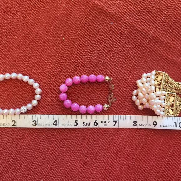 3 Bracelets - Pearls and Crystals - Pinkish - Picture 14 of 16